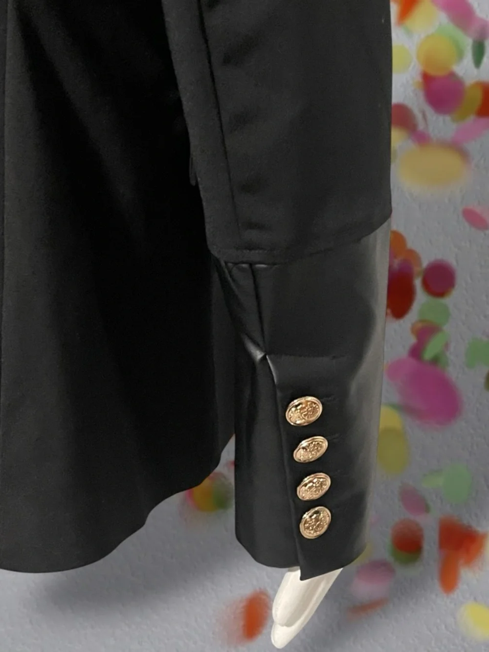 Boston Proper Black Leather Detailed Modern Double-Breasted Blazer Size 10